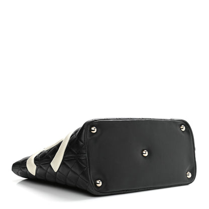 Chanel Calfskin Quilted Large Cambon Tote Black White 4 of 13