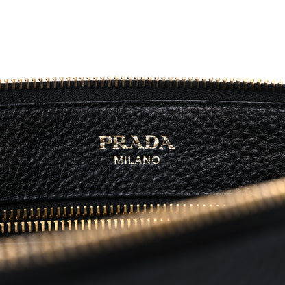 Prada Vitello Daino Zippered Shoulder Bag Black 6 of 9