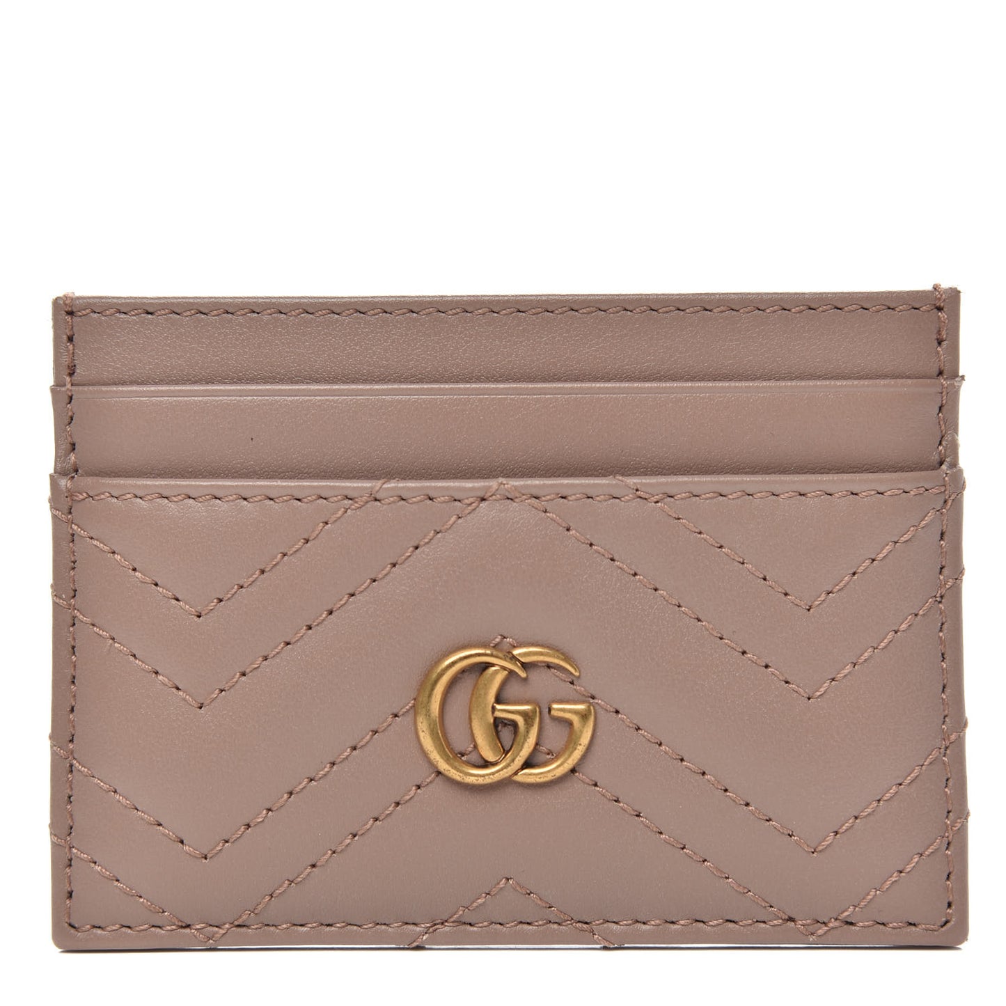 Calfskin Matelasse GG Marmont Card Holder Porcelain Rose