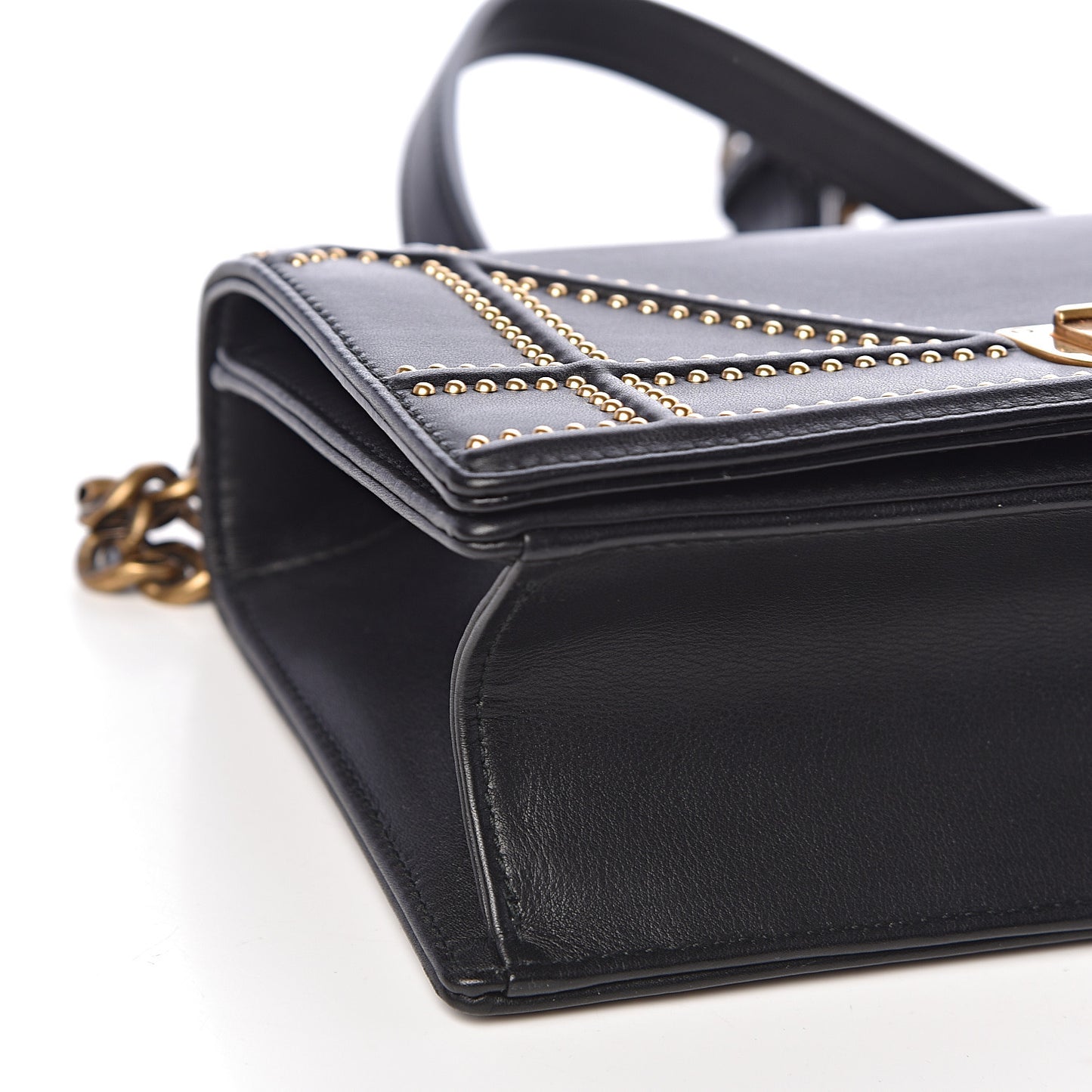 Calfskin Studded Small Diorama Flap Bag Black