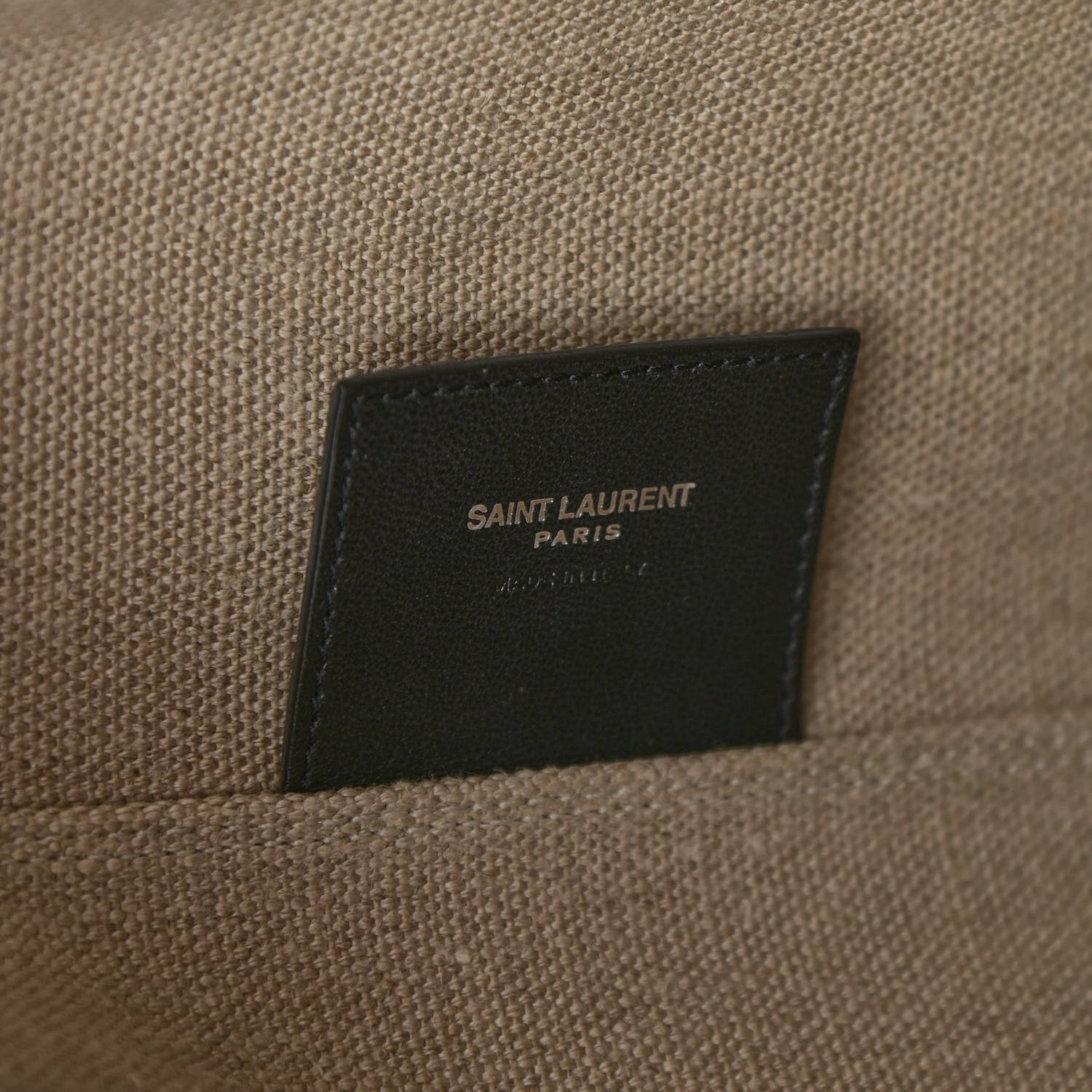 Saint Laurent Canvas Calfskin Teddy Drawstring Shopping Tote White Black 8 of 11