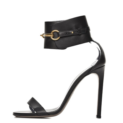 Gucci Calfskin Ursula Ankle Wrap Sandals 38 Black 1 of 9