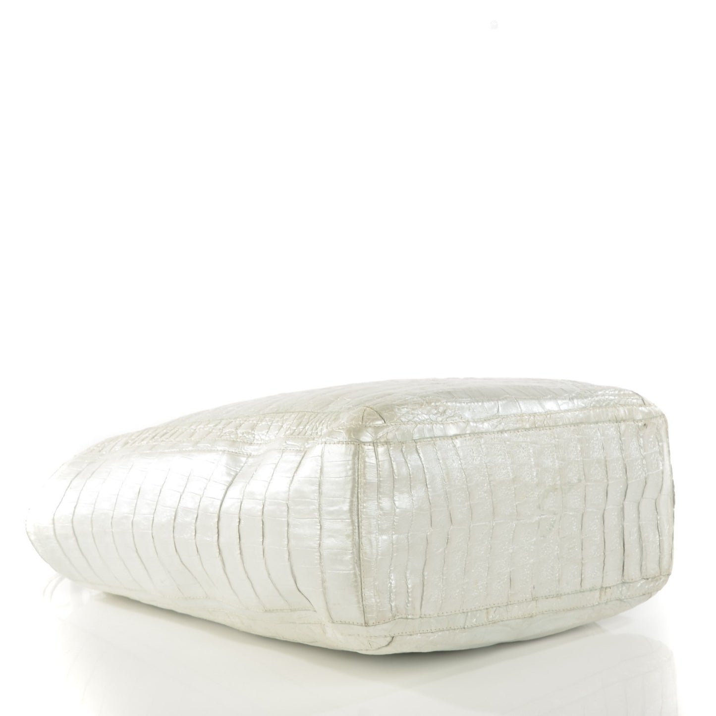 Metallic Crocodile Medium Leaf Tote White