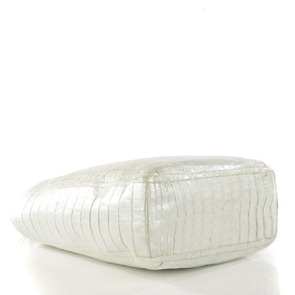 Nancy Gonzalez Metallic Crocodile Medium Leaf Tote White 4 of 8