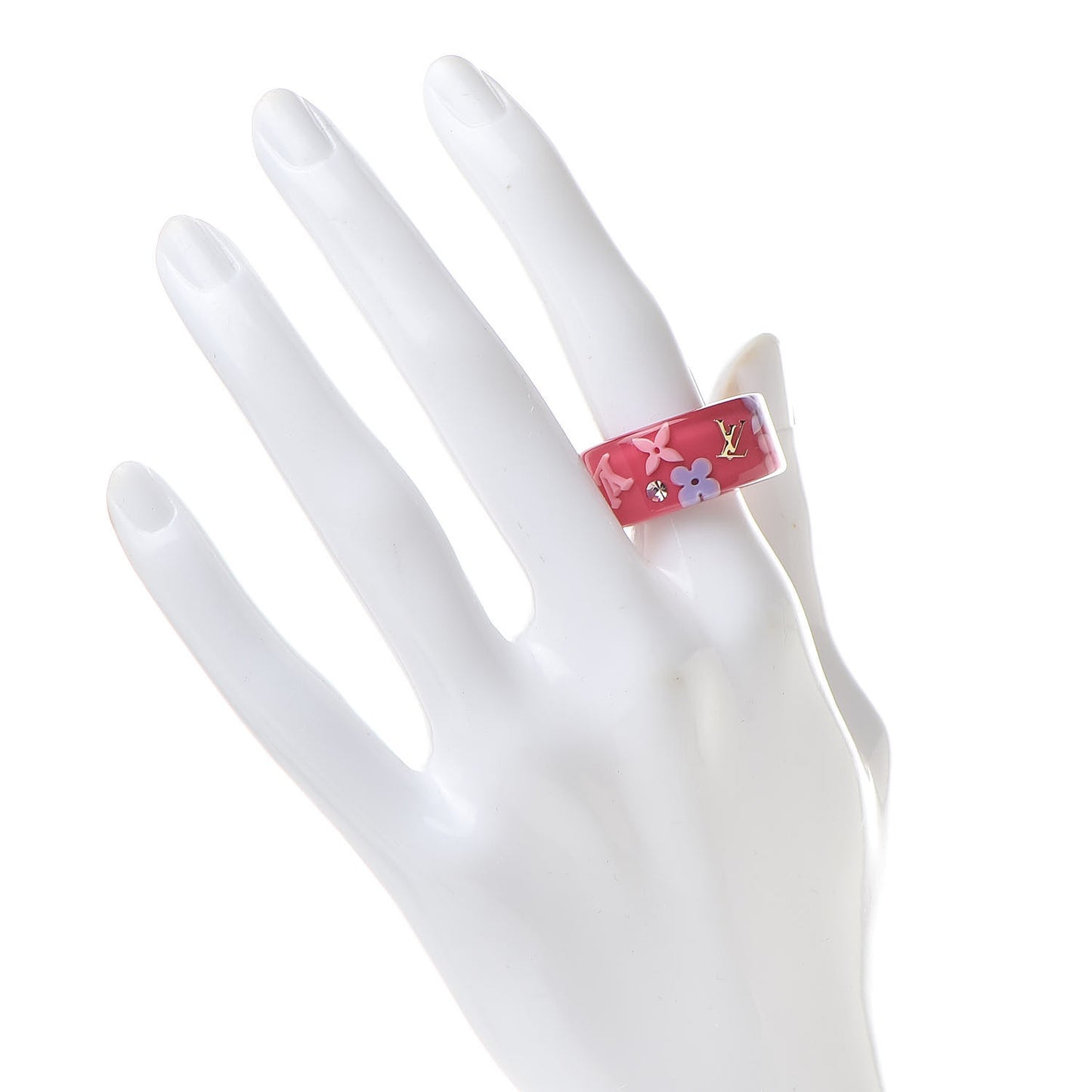 Swarovski Crystal Resin Inclusion Ring 7.5 Rose Pop