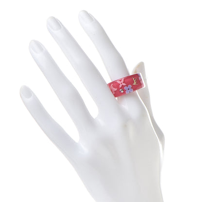 Louis Vuitton Swarovski Crystal Resin Inclusion Ring 7.5 Rose Pop 2 of 5