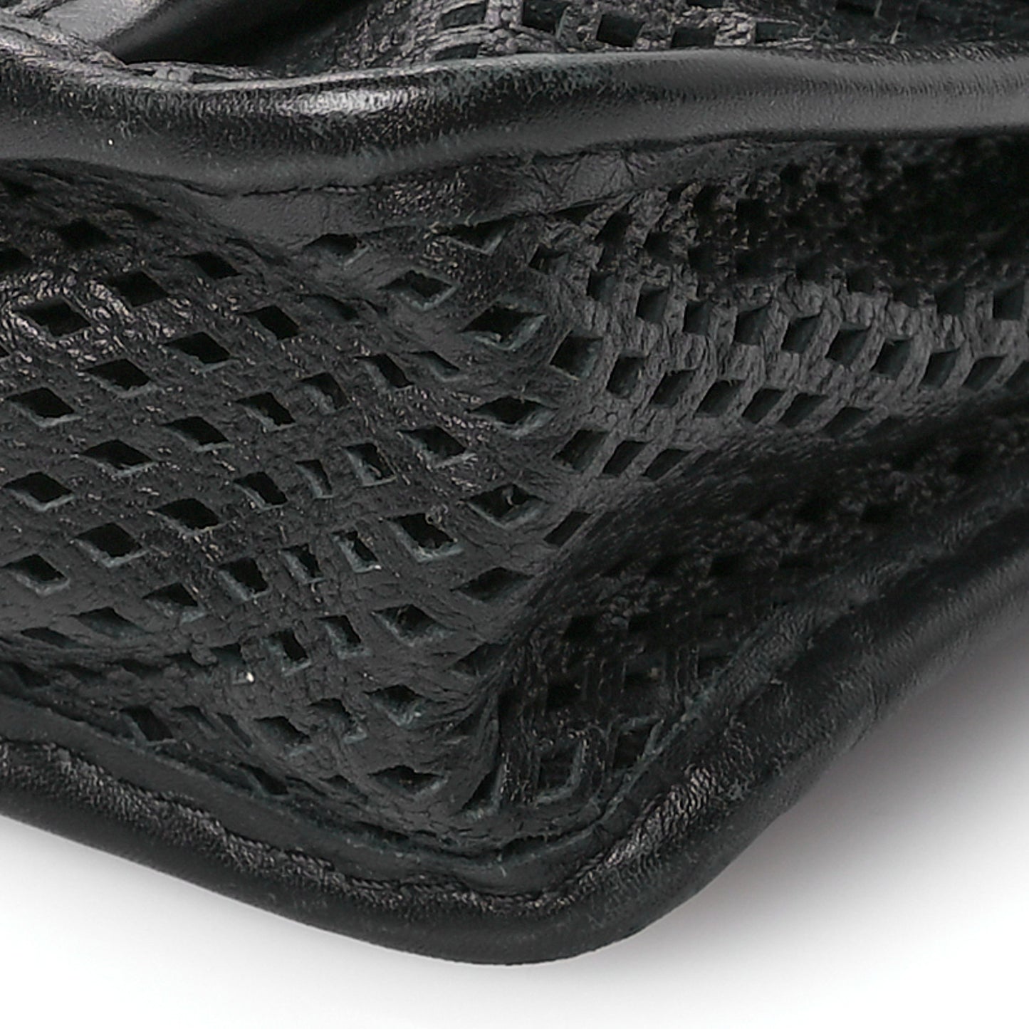 Perforated Calfskin Large Up In The Air Flap Black