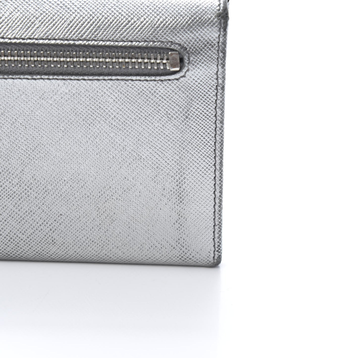 Metallic Saffiano Stones Continental Wallet Silver