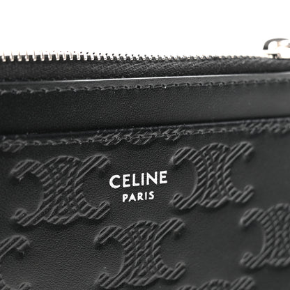 Celine Calfskin Triomphe Embossed Zipped Card Holder Black 6 of 8