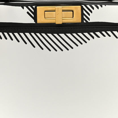 Fendi X JOSHUA VIDES Calfskin Medium Peekaboo Iconic Satchel White Black 9 of 11