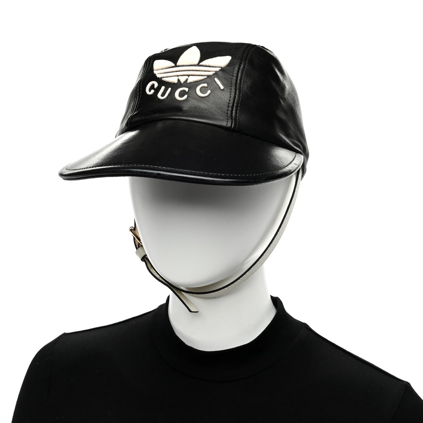 X ADIDAS Dollar Calfskin Trefoil Stefanos Baseball Hat L Black