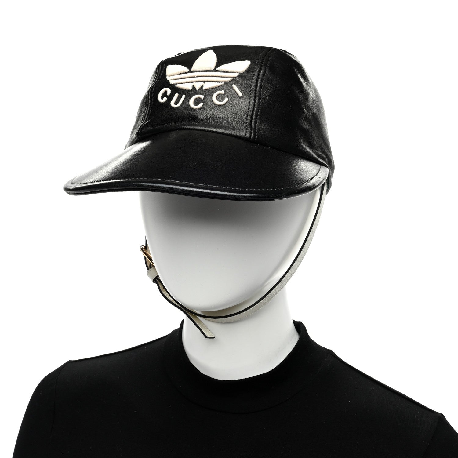Gucci X ADIDAS Dollar Calfskin Trefoil Stefanos Baseball Hat L Black 2 of 9