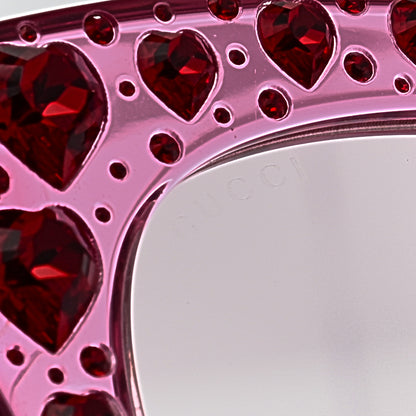 Gucci Acetate Crystal Heart GG0116S Sunglasses Fuchsia 8 of 9