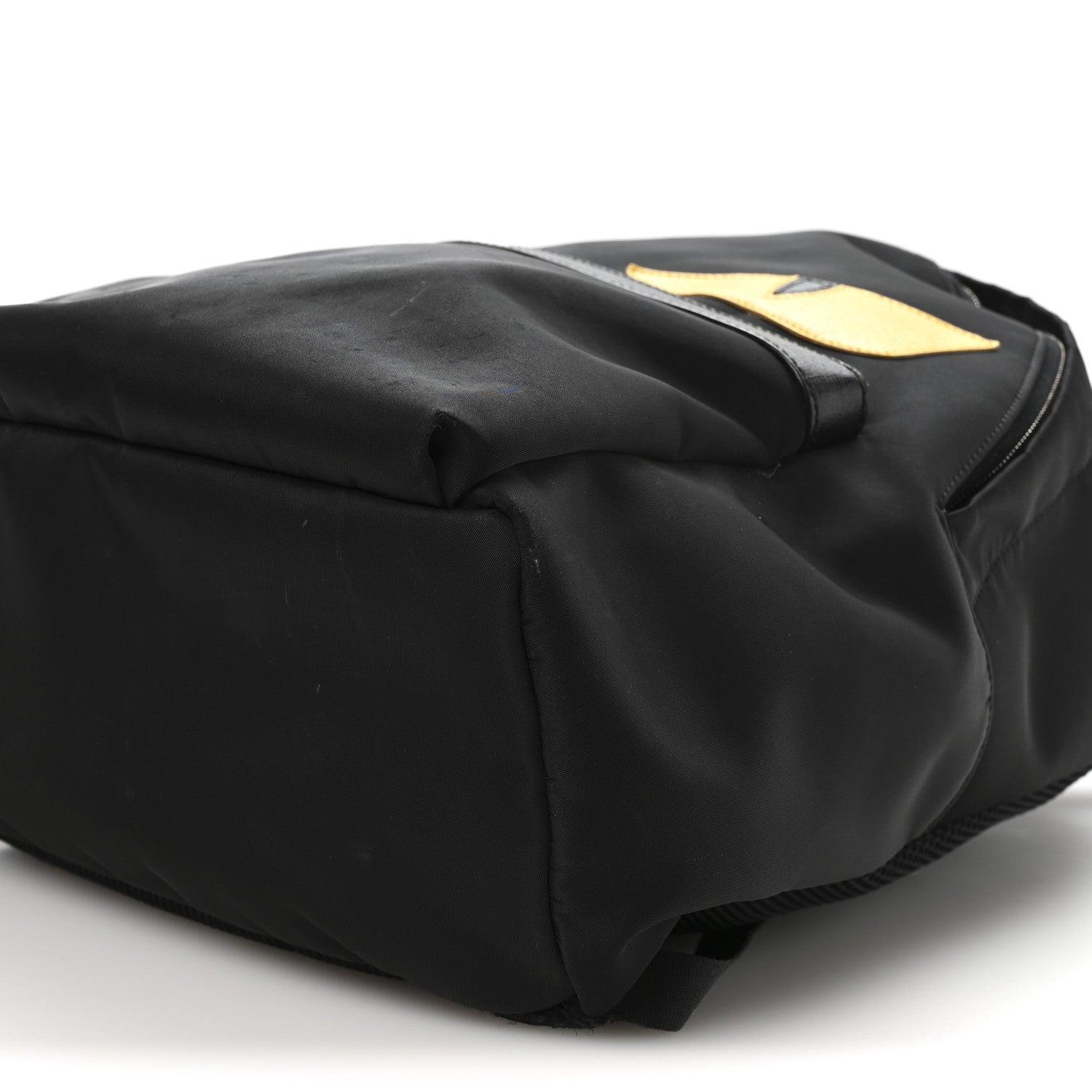 Fendi Nylon Vitello Elite Monster Eyes Rounded Backpack Black Yellow 10 of 12