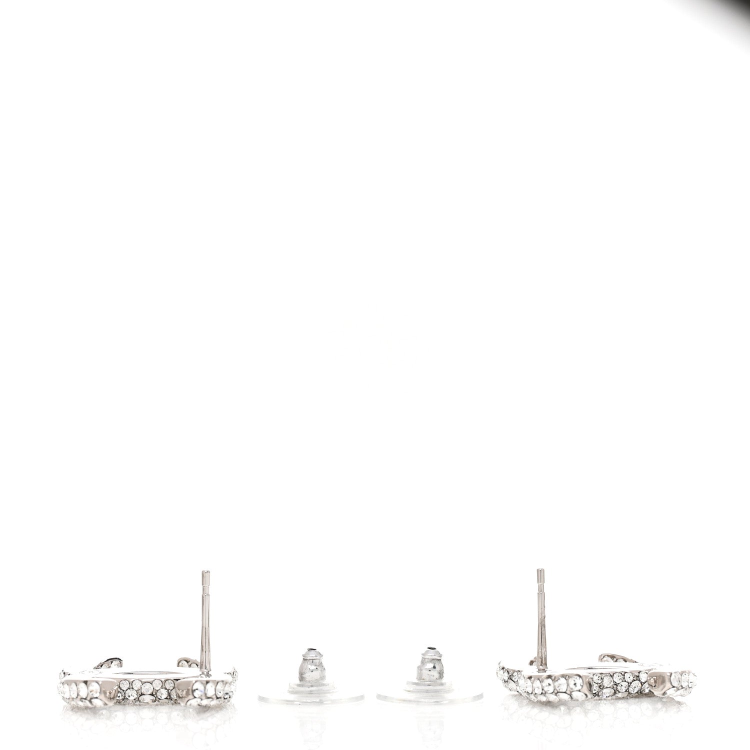 Chanel Crystal CC Earrings Silver 3 of 4