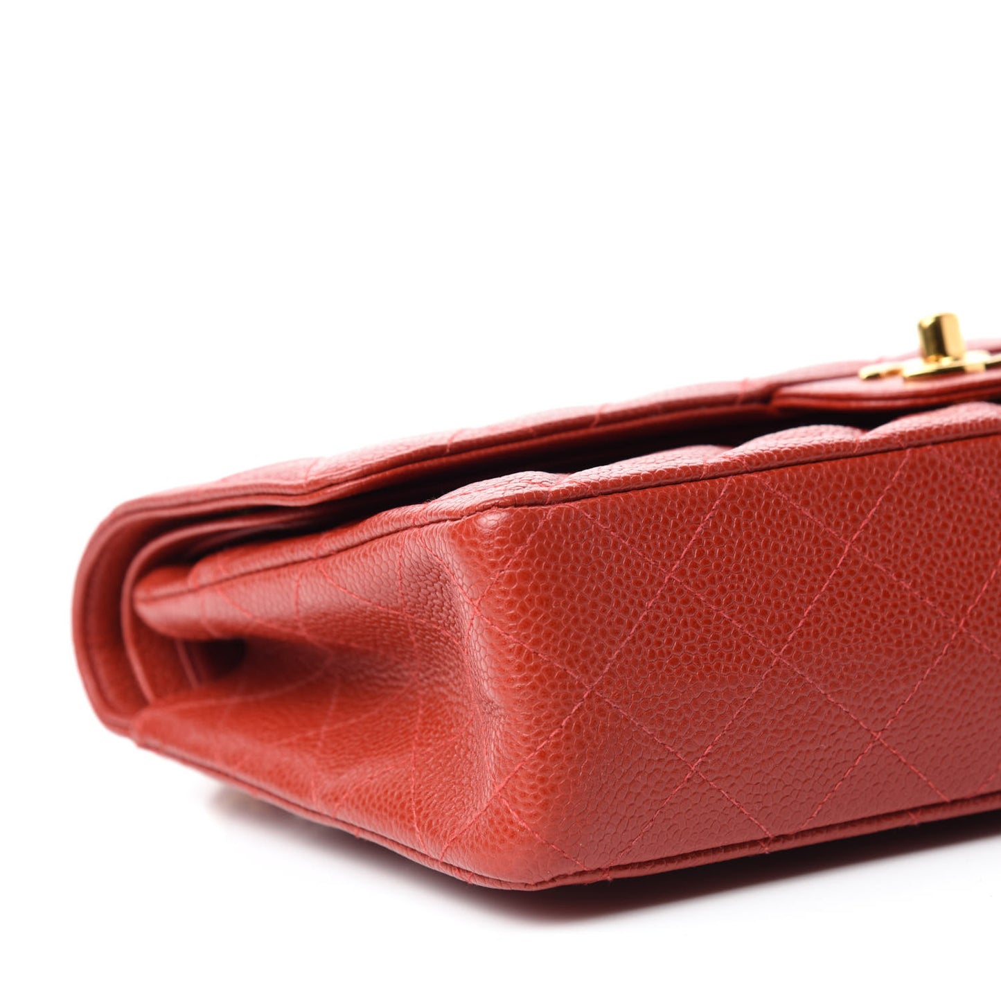 Caviar Quilted Medium Double Flap Red
