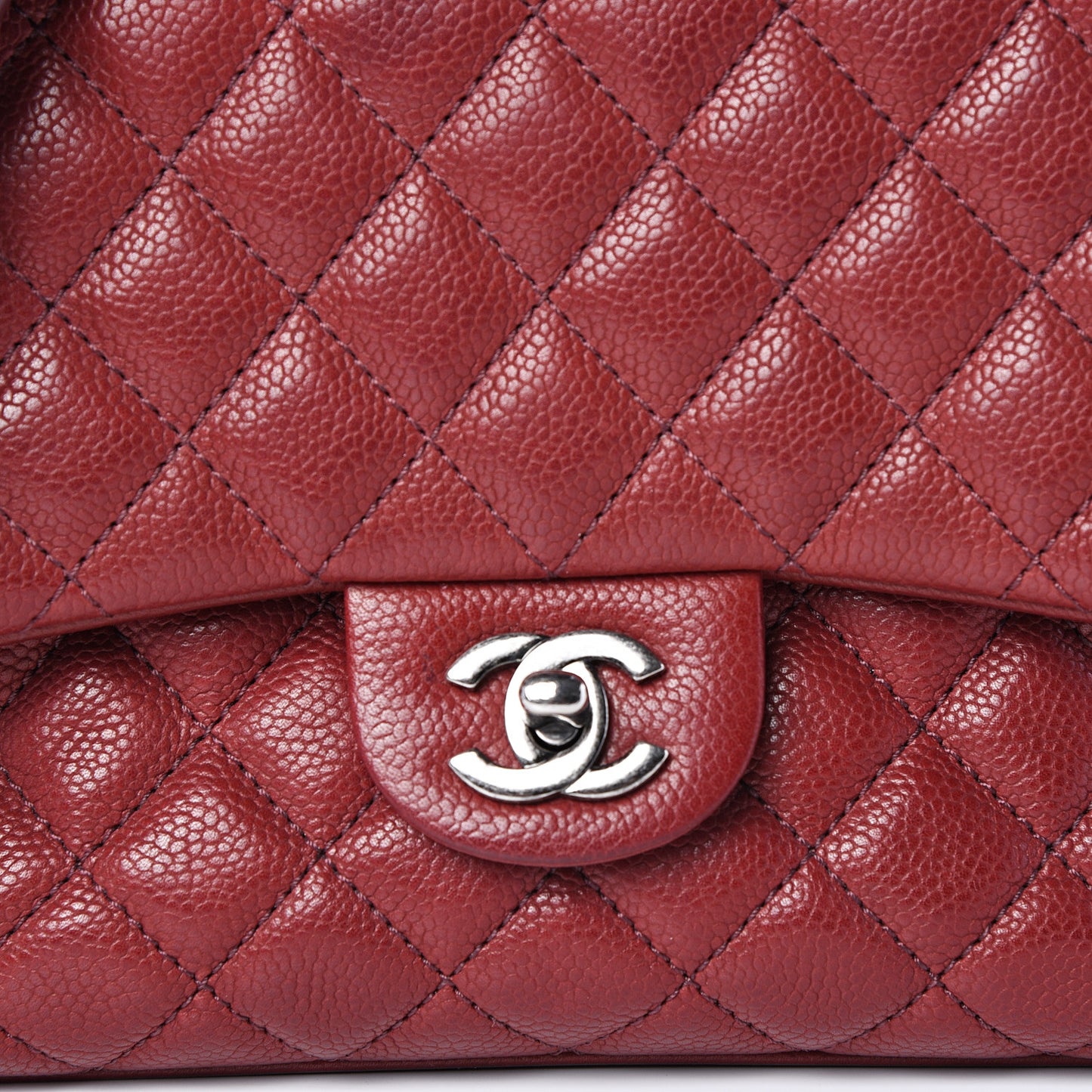 Caviar Quilted Medium Rock In Rome Single Flap Burgundy