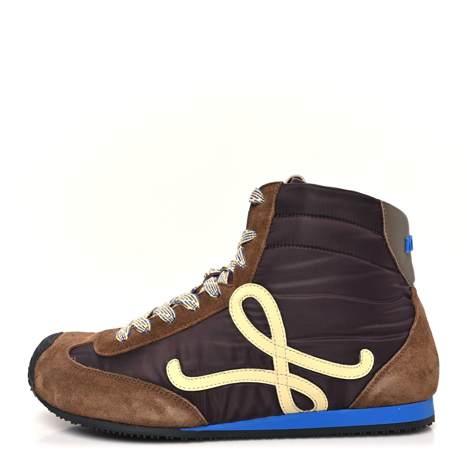 Loewe Nylon Suede Flow Runner 2.0 High Top Sneakers 37 Brown Yellow Blue 1 of 10