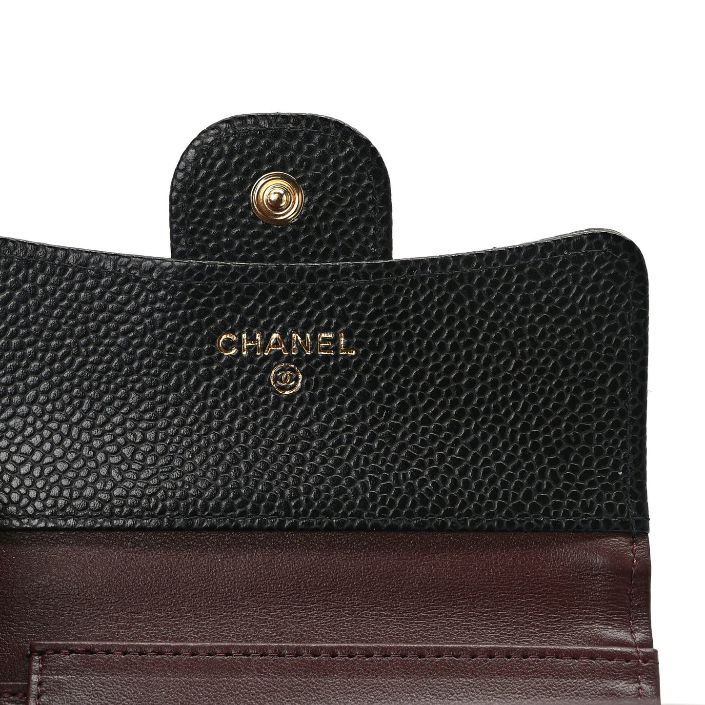 Caviar Quilted Compact Flap Wallet Black