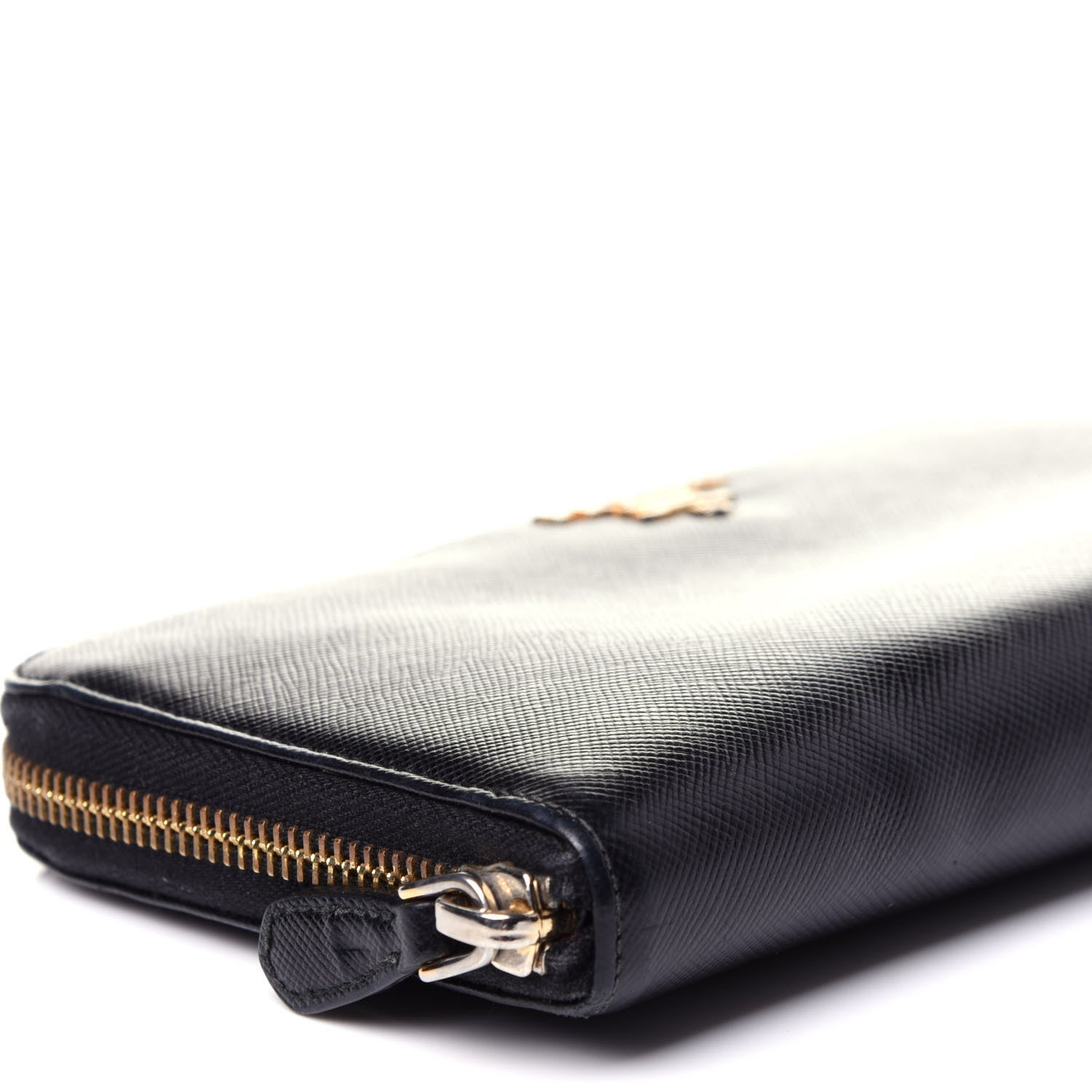 Prada Saffiano Metal Zip Around Wallet Black 8 of 10