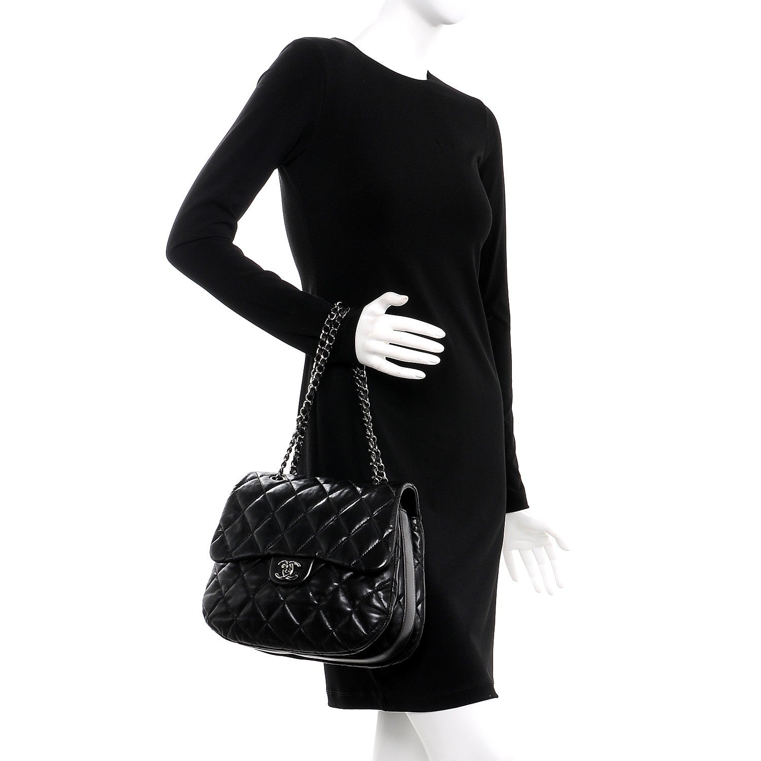 Chanel Lambskin Quilted 3 Large Flap Black 2 of 8