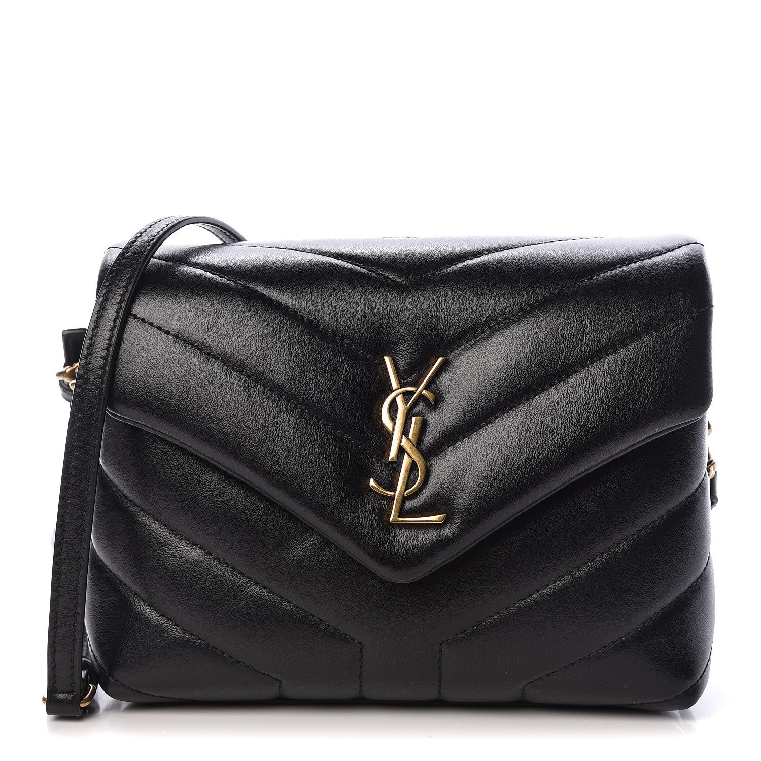 Saint Laurent Calfskin Y Quilted Monogram Toy Loulou Crossbody Bag Black 1 of 11