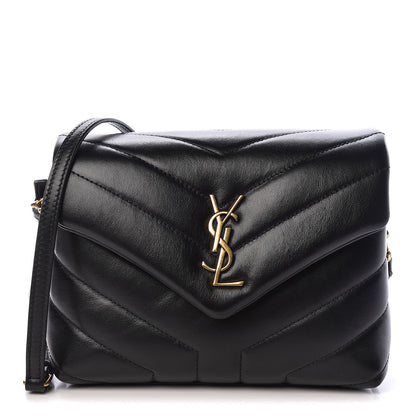 Saint Laurent Calfskin Y Quilted Monogram Toy Loulou Crossbody Bag Black 1 of 11