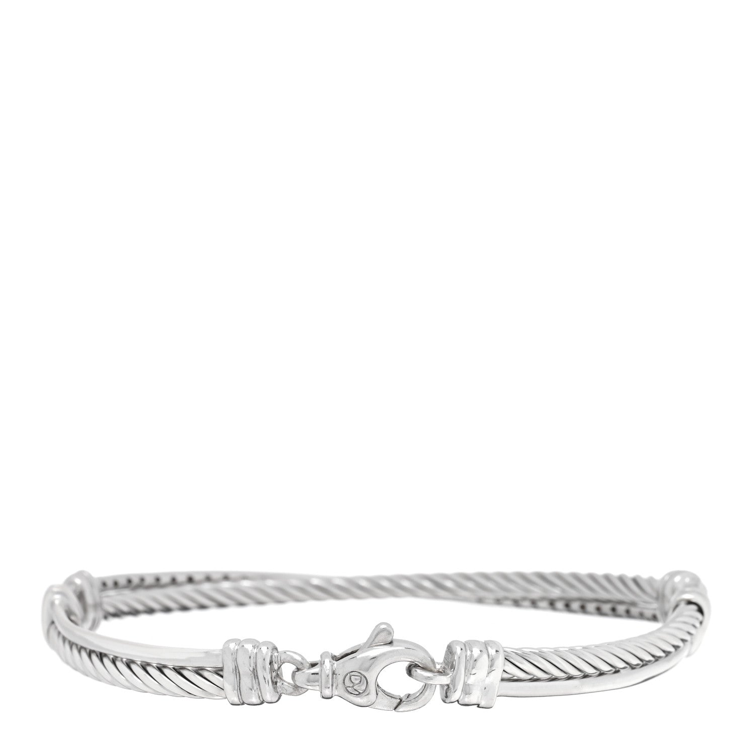 David Yurman Sterling Silver Diamond 3mm Crossover Bracelet 2 of 3