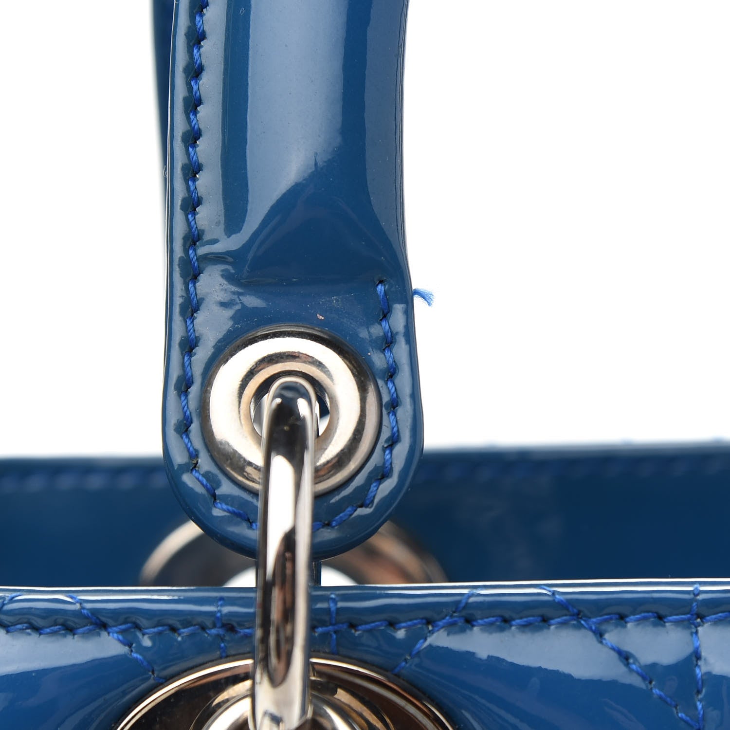 Christian Dior Patent Cannage Medium Lady Dior Blue 10 of 14