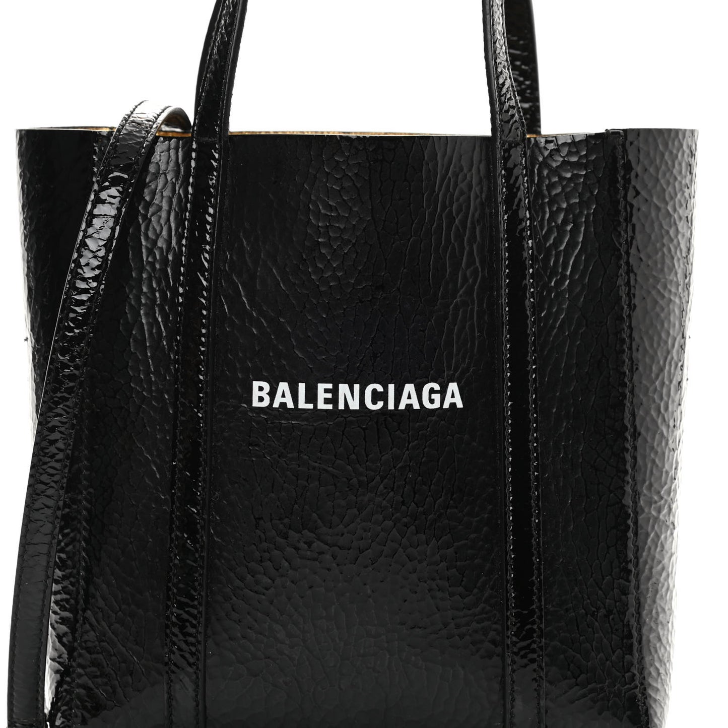 Textured Patent Calfskin XXS Everyday Tote Black