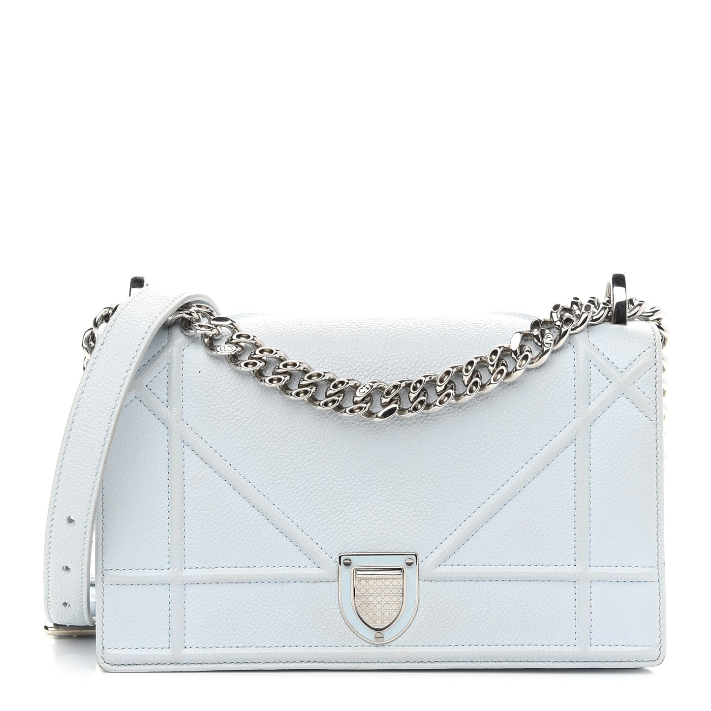 Grained Calfskin Medium Diorama Flap Bag Light blue