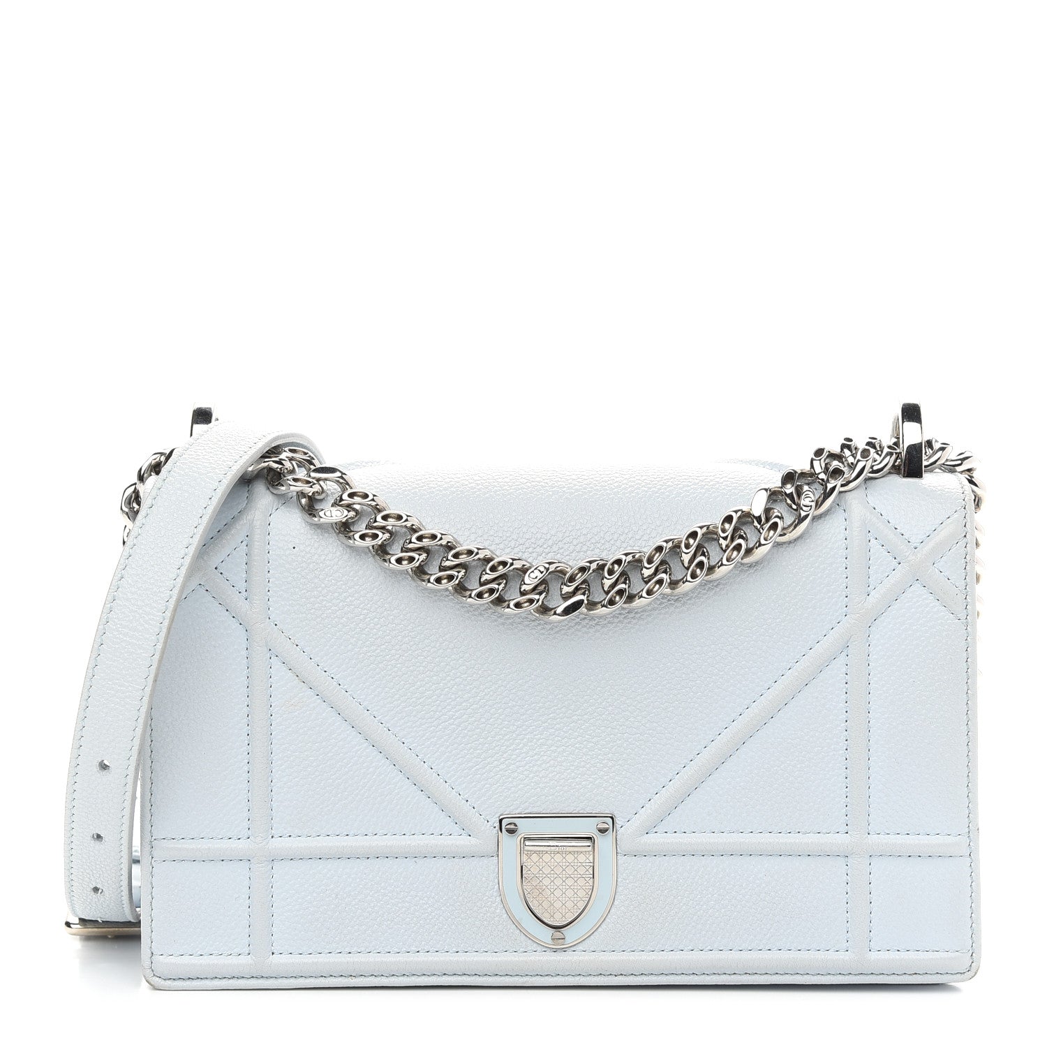 Christian Dior Grained Calfskin Medium Diorama Flap Bag Light blue 1 of 12