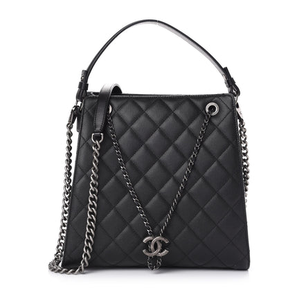 Chanel Caviar Quilted Medium CC Bucket Bag Black 1 of 10
