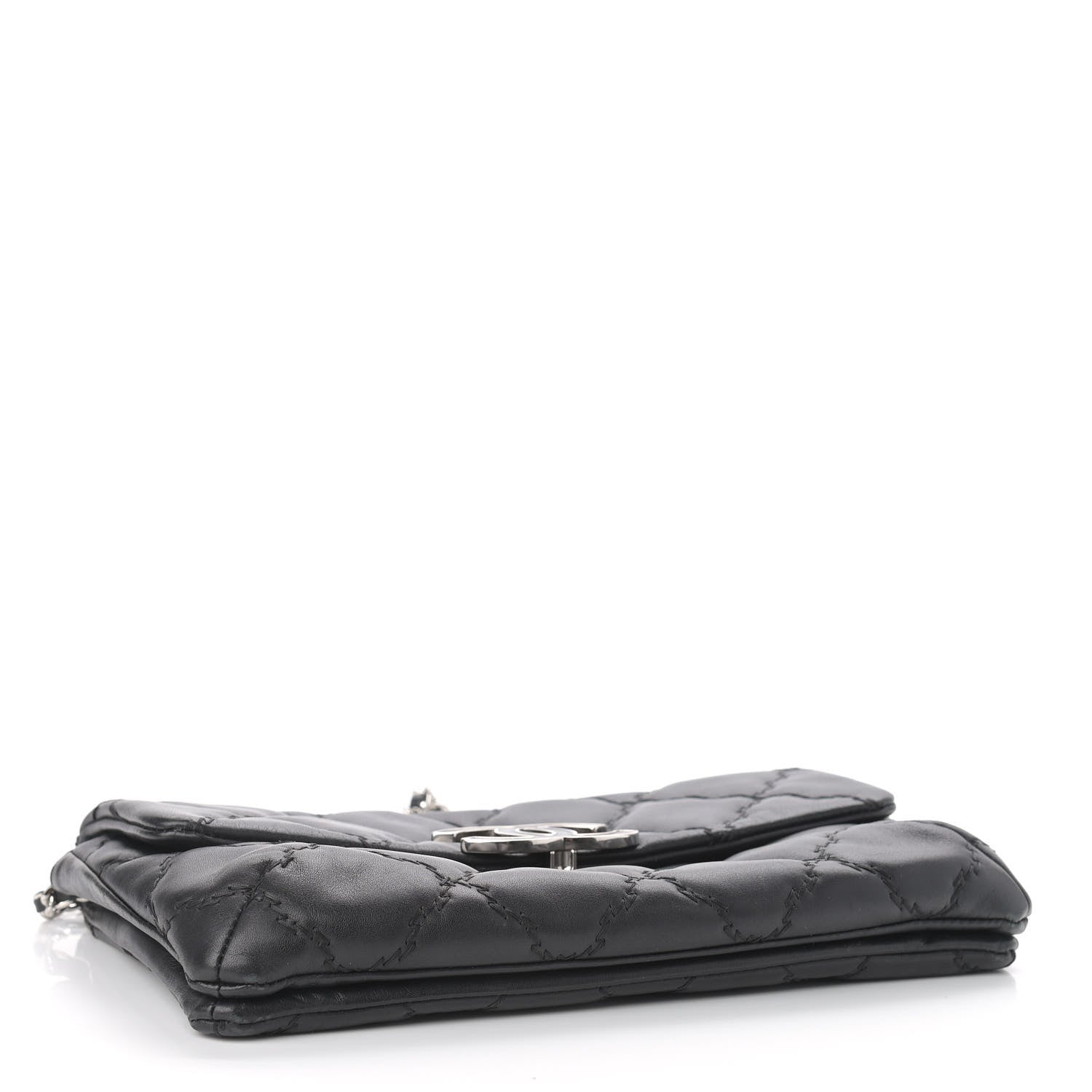 Chanel Calfskin Quilted Double Stitch Hamptons Clutch with Chain Black 3 of 10