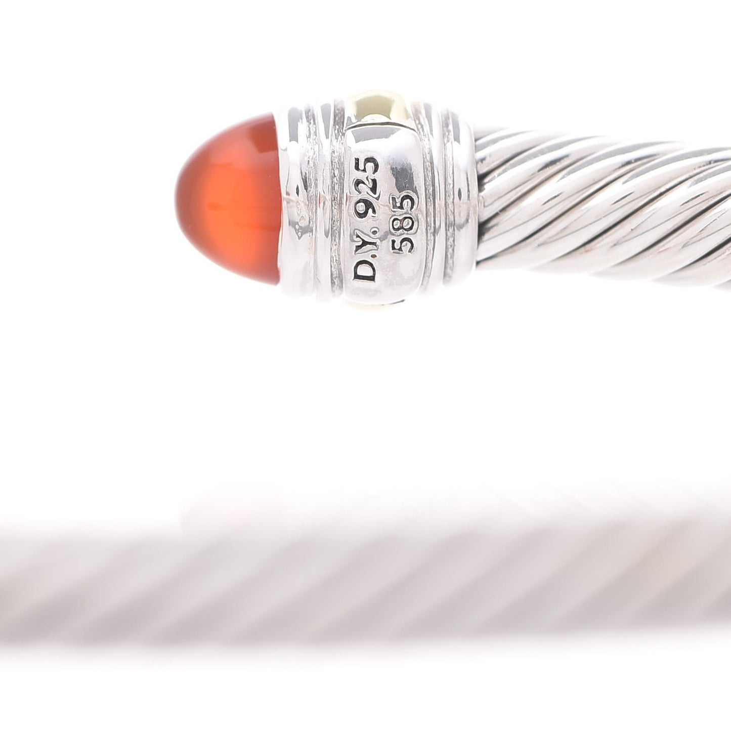 Sterling Silver 14K Yellow Gold Carnelian 5mm Cable Classics Bracelet