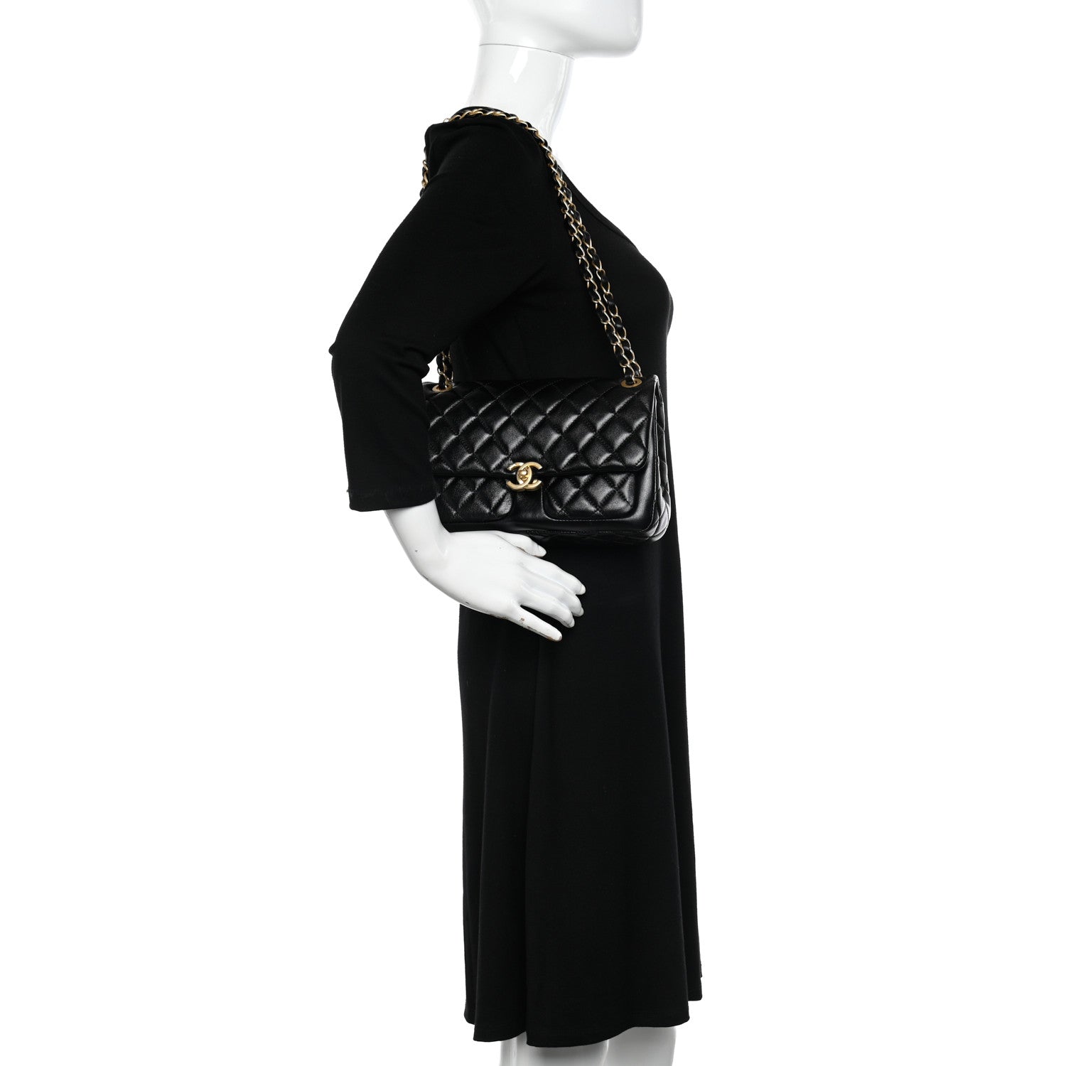 Chanel Shiny Lambskin Quilted Small Daily Friend Flap Black 2 of 13