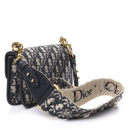 Christian Dior Oblique Small DiorAddict Flap Bag Navy Blue 2 of 9