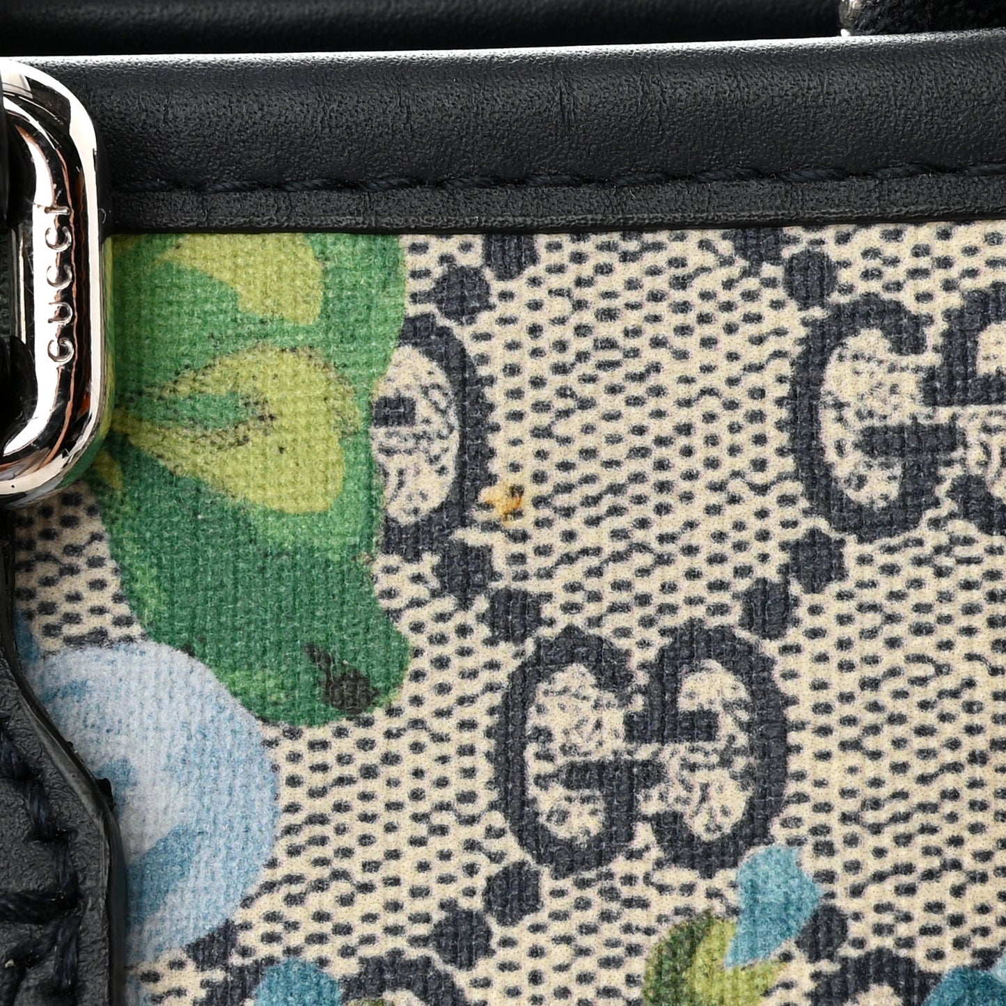 GG Supreme Monogram Blooms Small Zippered Tote Blue