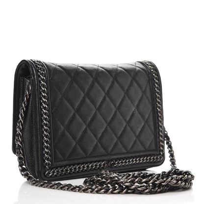 Chanel Calfskin Quilted Chain Around Boy Wallet On Chain WOC Black 3 of 10