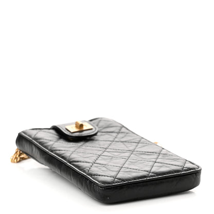 Chanel Aged Calfskin Quilted 2.55 Reissue Phone Holder With Chain Black 4 of 12