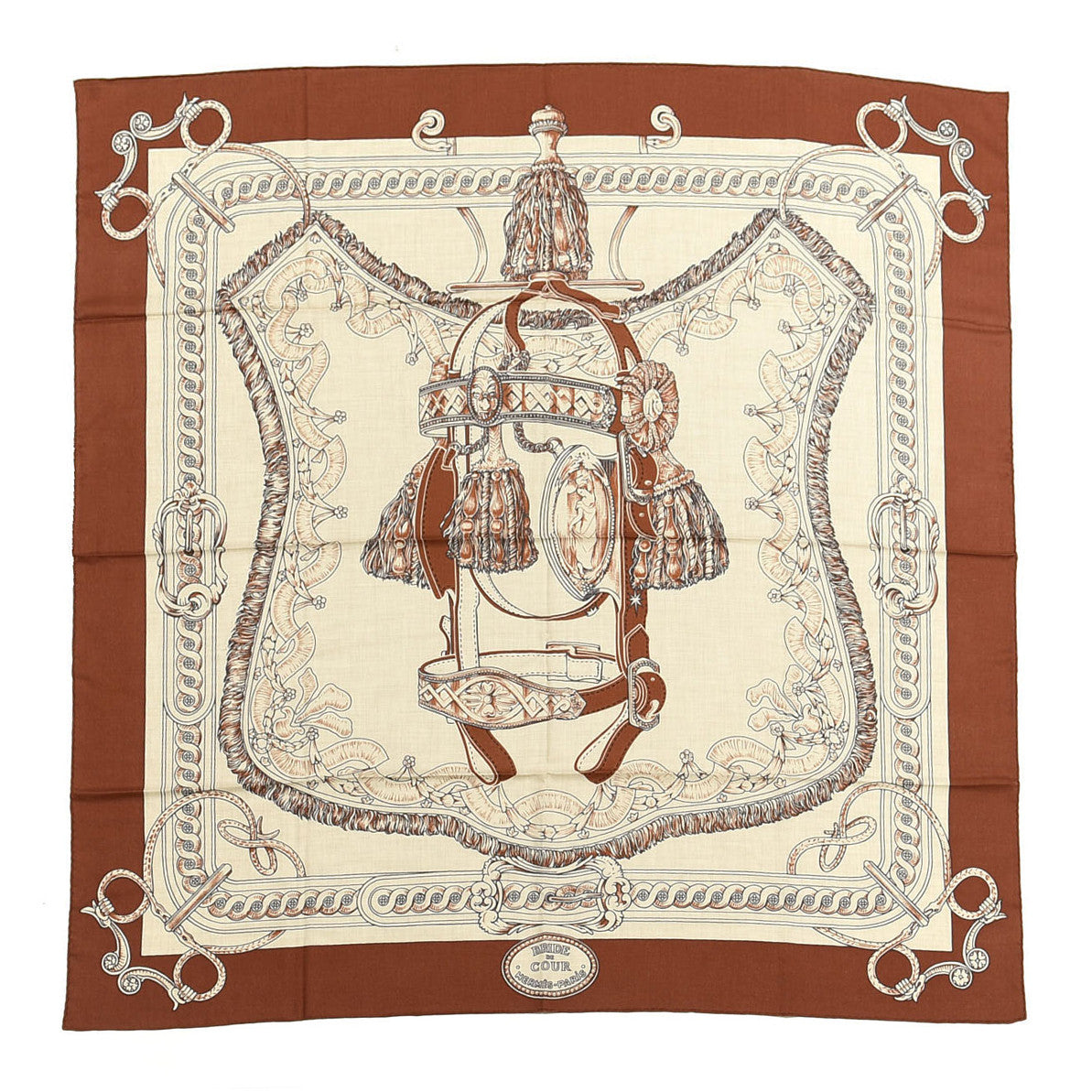 Cashmere Silk Bride De Cour Remix Scarf 140 Cacao Naturel Black