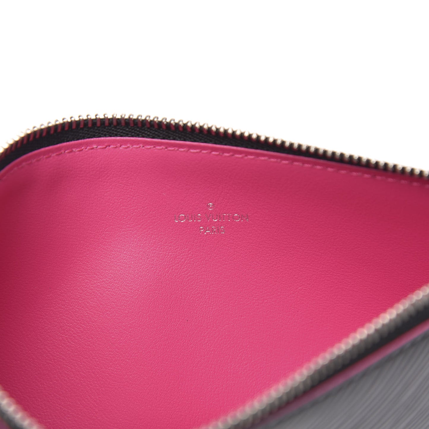 Epi Felicie Chain Wallet Zippered Insert Black Hot Pink