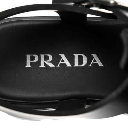 Prada Foam Rubber Triangle Logo Monolith 55mm Cage Sandals 39 Black 7 of 8