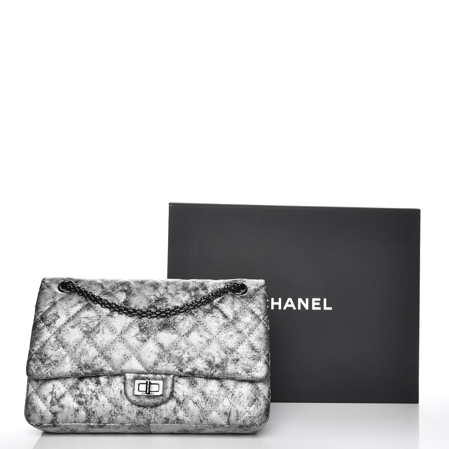 Metallic Caviar Quilted 2.55 Reissue 226 Flap Silver Black