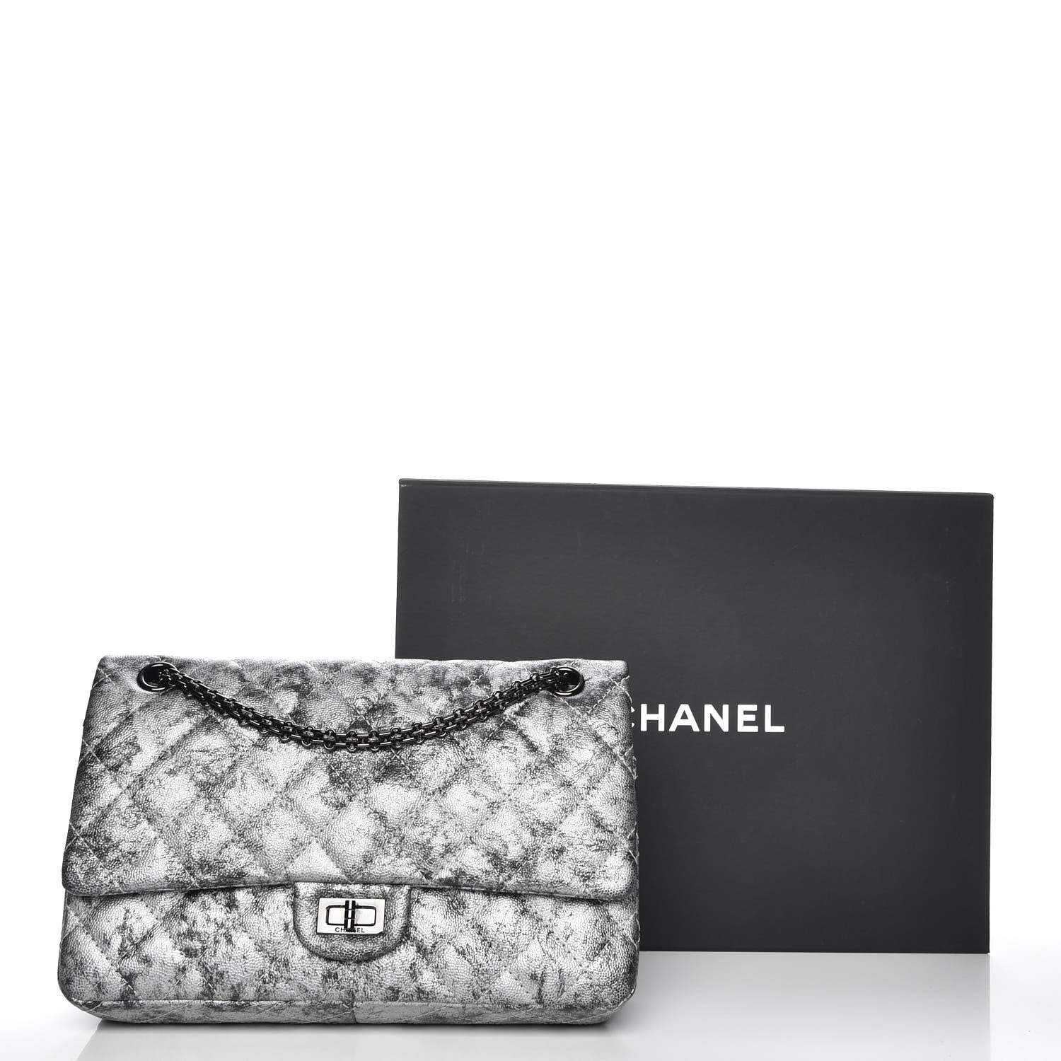 Chanel Metallic Caviar Quilted 2.55 Reissue 226 Flap Silver Black 12 of 12