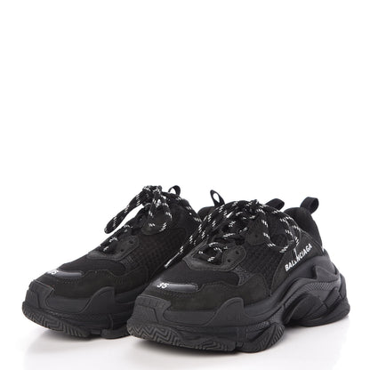 Balenciaga Fabric Mesh Womens Triple S Sneakers 35 Black 3 of 9
