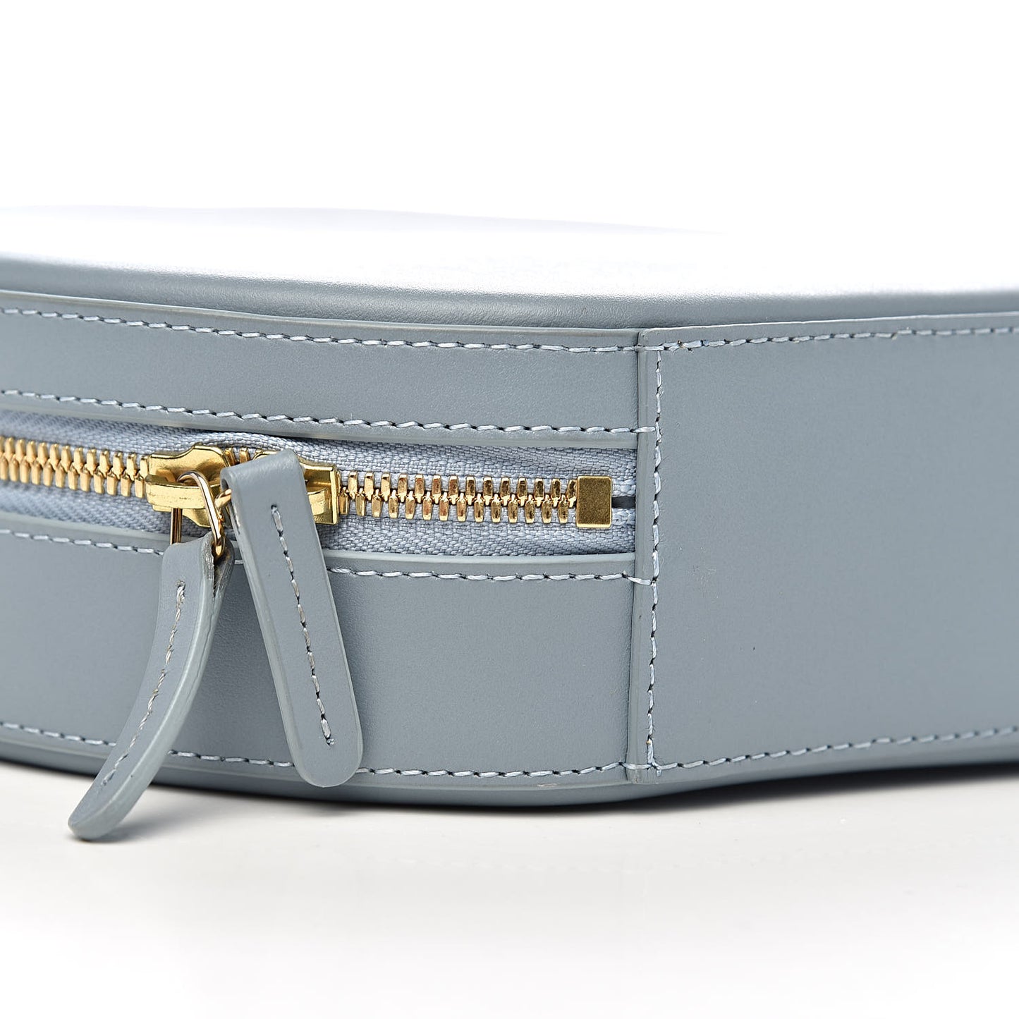 Calfskin Circle Crossbody Bag Grey Blue