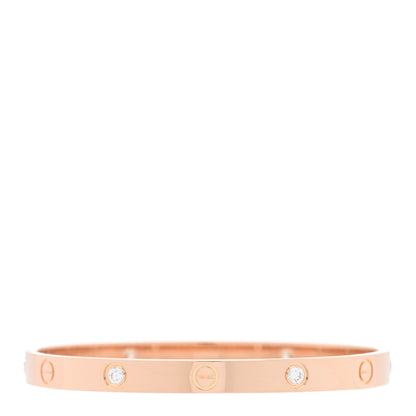 Cartier 18K Pink Gold 4 Diamond LOVE Bracelet 18 2 of 5