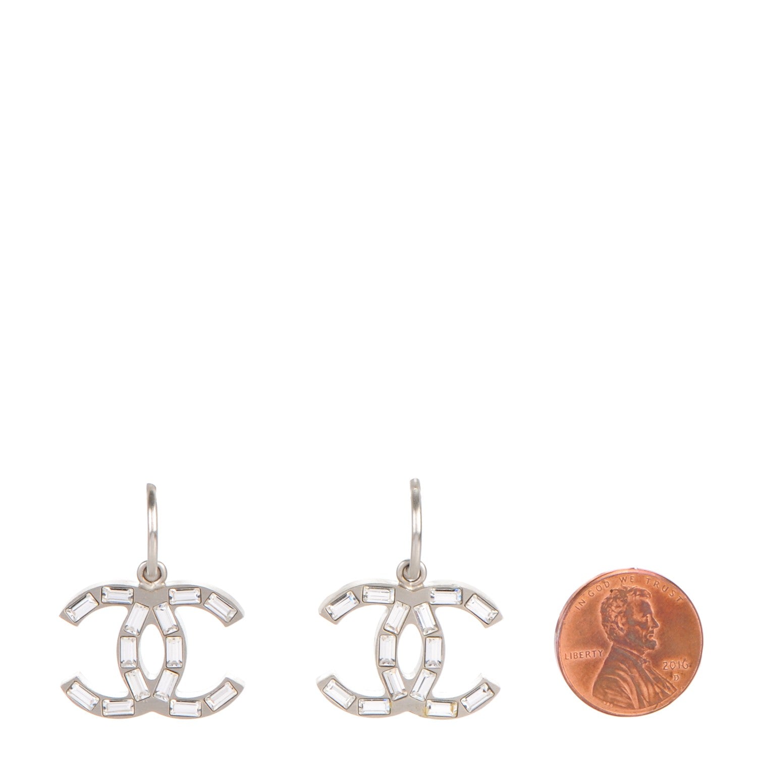 Chanel Baguette Crystal CC Dangle Earrings Gold 2 of 4