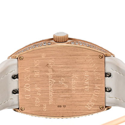 Franck Muller 18K Rose Gold Alligator Diamond Pave Bezel 32mm Vanguard Quartz Watch V32QZD5NE 4 of 5